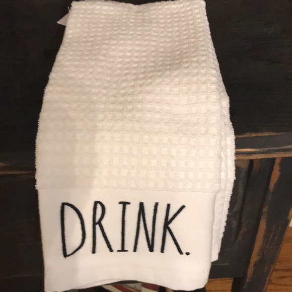 Rae Dunn DRINK EAT set 2 Kitchen Towels